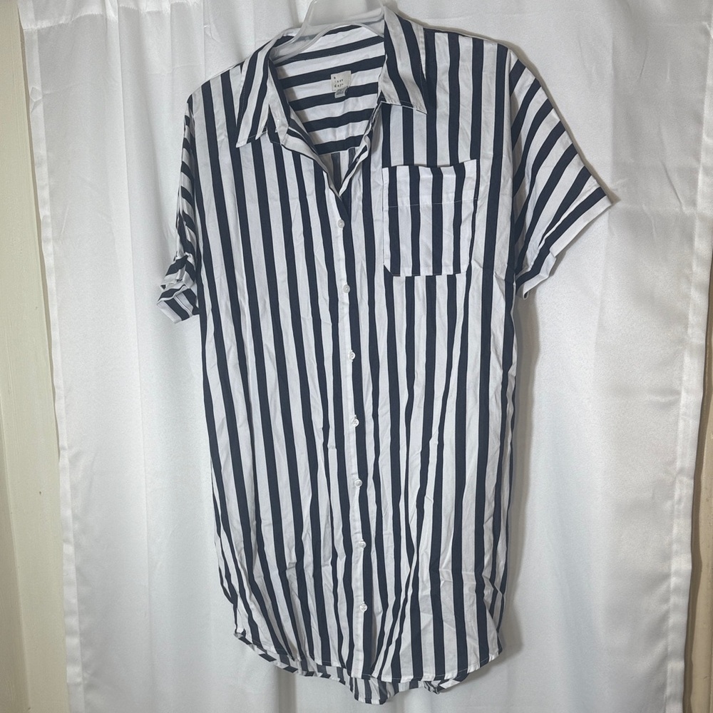 a new day Navy and White Striped Women  Shirt